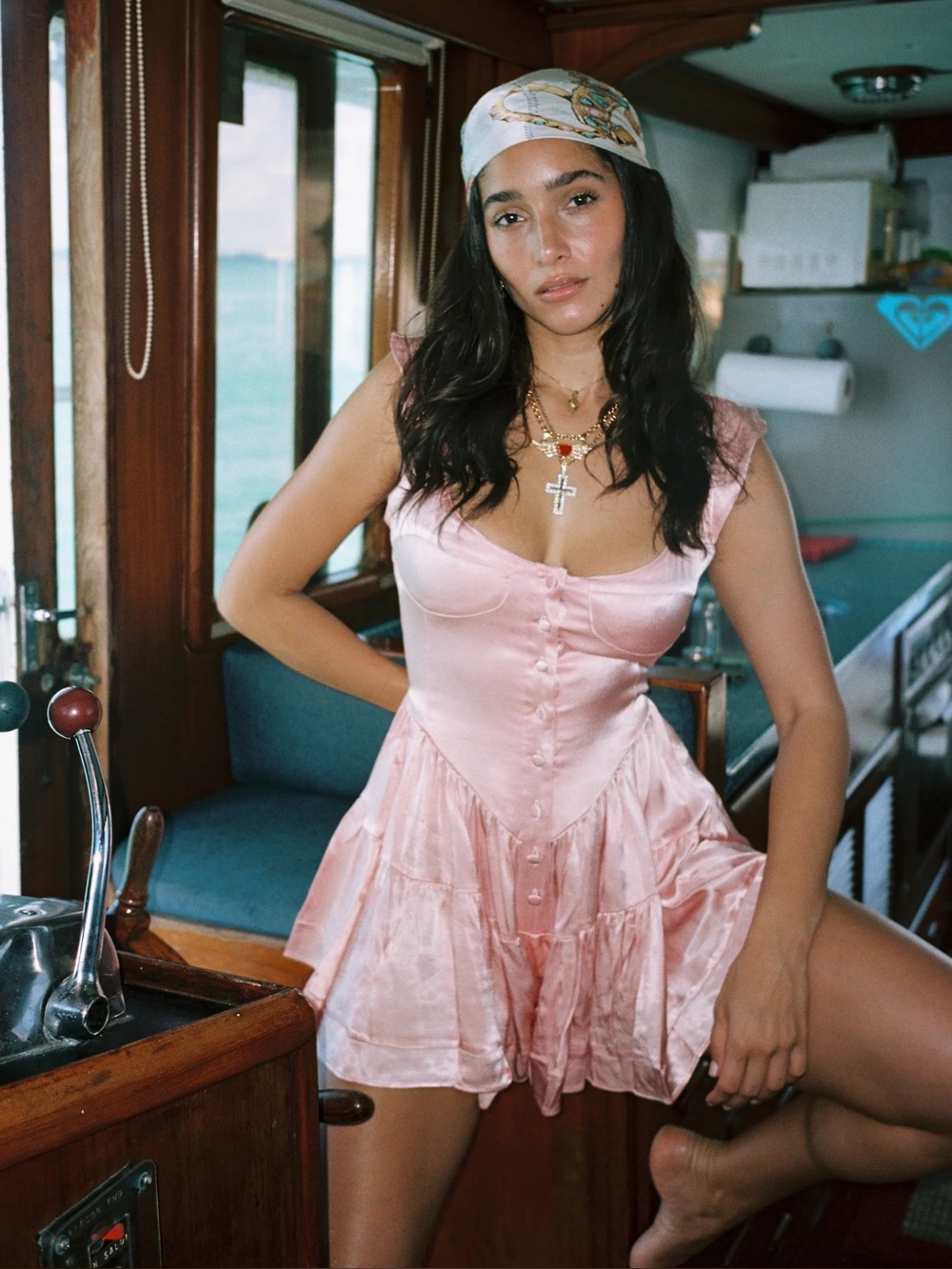 Vanessa Mooney Peachy Pink Satin “The Elisabeth” Mini Romper Dress XS